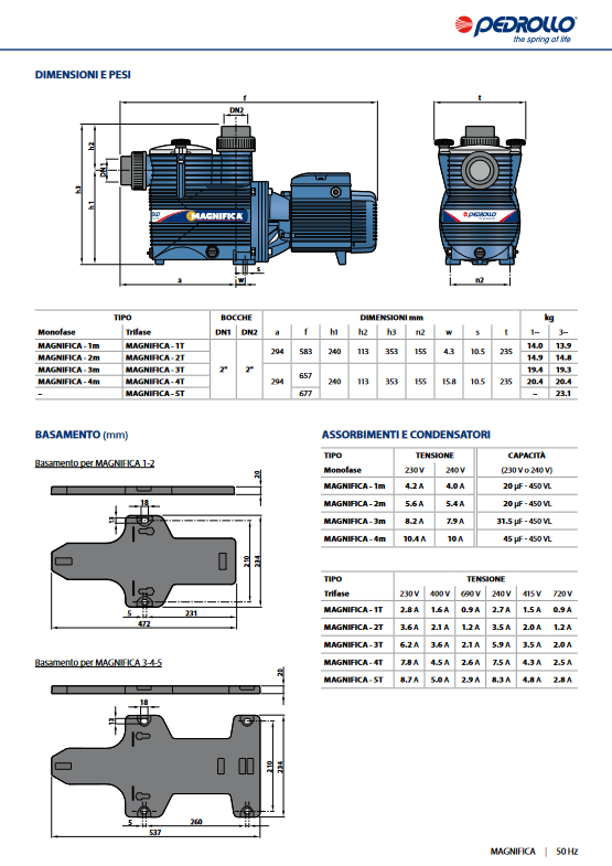 Pedrollo - Poolpumpe MAGNIFICA 1m | 0,55kW | Einphasig | Selbstansaugend | 180 m³