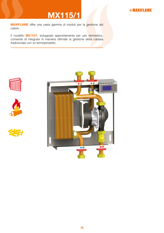 MAXIFLAME - Modulo Interfaccia Caldaia / Termoprodotto MX115/1 Mini 115011 | 25/30 kW | Separazione Idraulica | Box Incluso