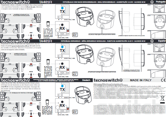 Paar 12/24V Tecno Switch Einbau-Infrarot-Fotozellen