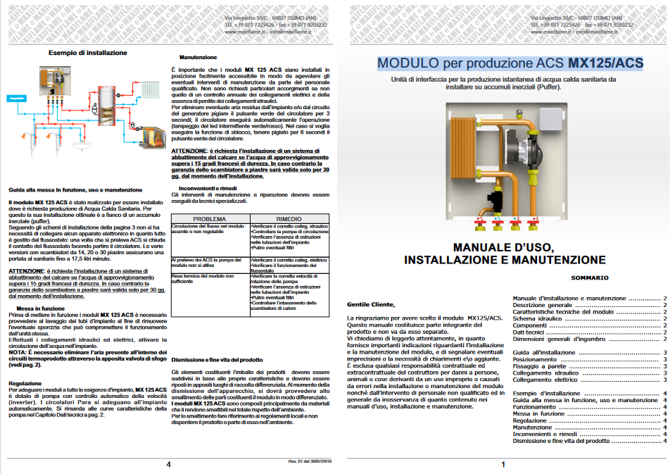 Super-compact module for domestic hot water production 17.5 Lt/min - MX125/ACS