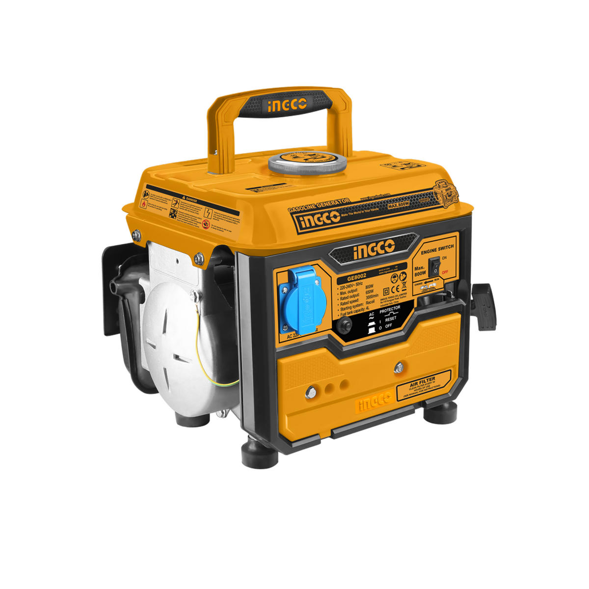 INGCO - Generatore di Corrente a Miscela GE8002 | 0,8kW | 2 Tempi | 63ml | Avv. a Strappo | 220V
