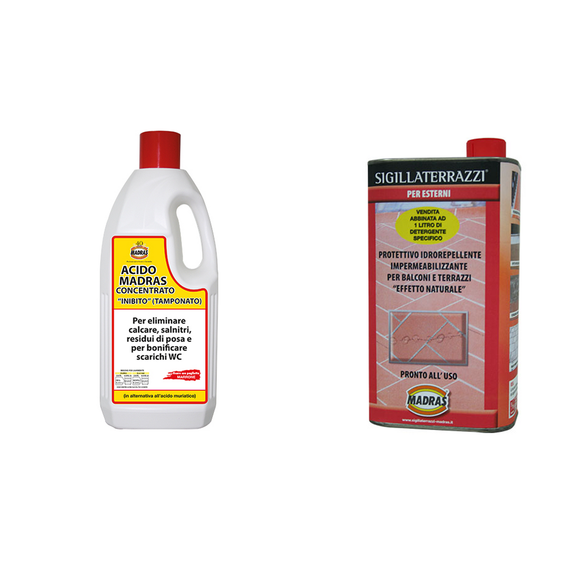 MADRAS - SIGILLATERRAZZI Set + Gepufferte konzentrierte Säure | Imprägnierung für Terrassen und Balkone | Reinigung und Schutz
