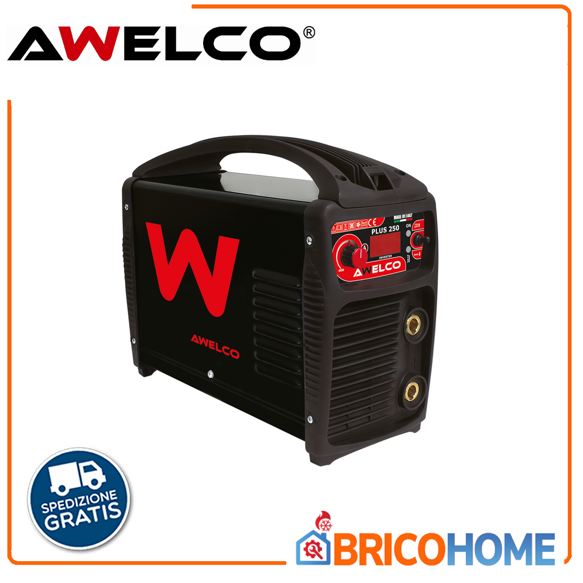 AWELCO - Saldatrice Inverter PLUS 250 TIG LIFT | TIG DC + Elettrodo MMA | 220A 100% Duty Cycle | Display Digitale | Dinse 35/50 | 6kg | Made in Italy