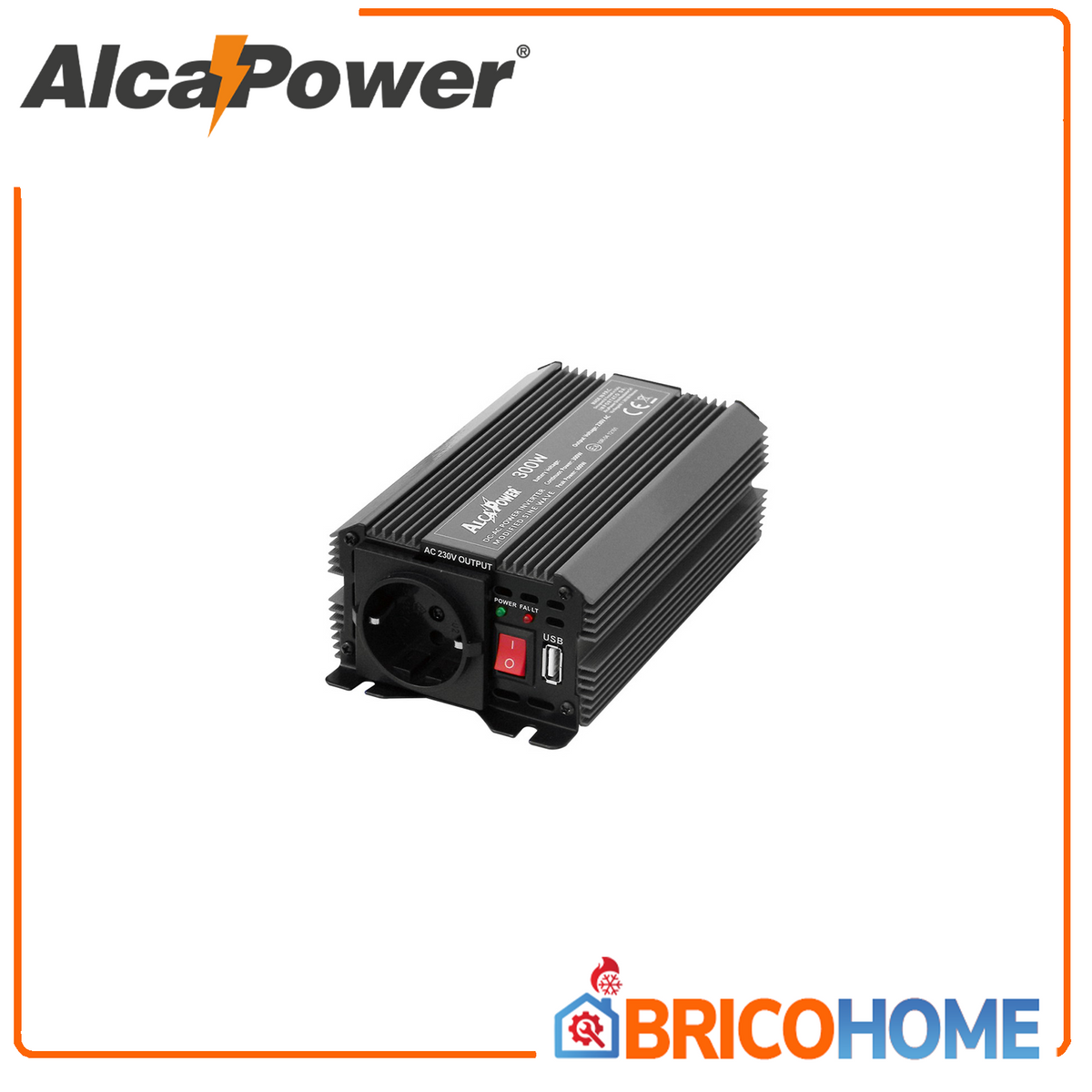 ALCAPOWER - Inverter Soft Start 300W 912030 | 12V DC / 230V AC | Onda Sinusoidale Modificata | USB 5V | Schuko