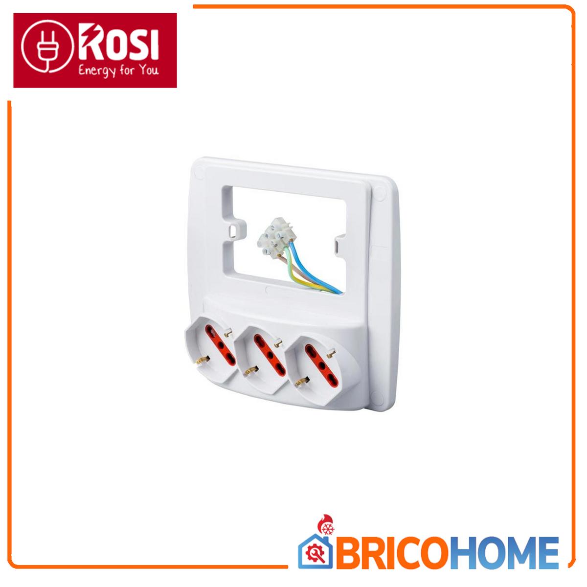 ROSI - Multipresa da Parete 3 Prese Schuko | 10/16A | Brevettata | Senza Opere Murarie | Emilia Smart | Bianco/Nero
