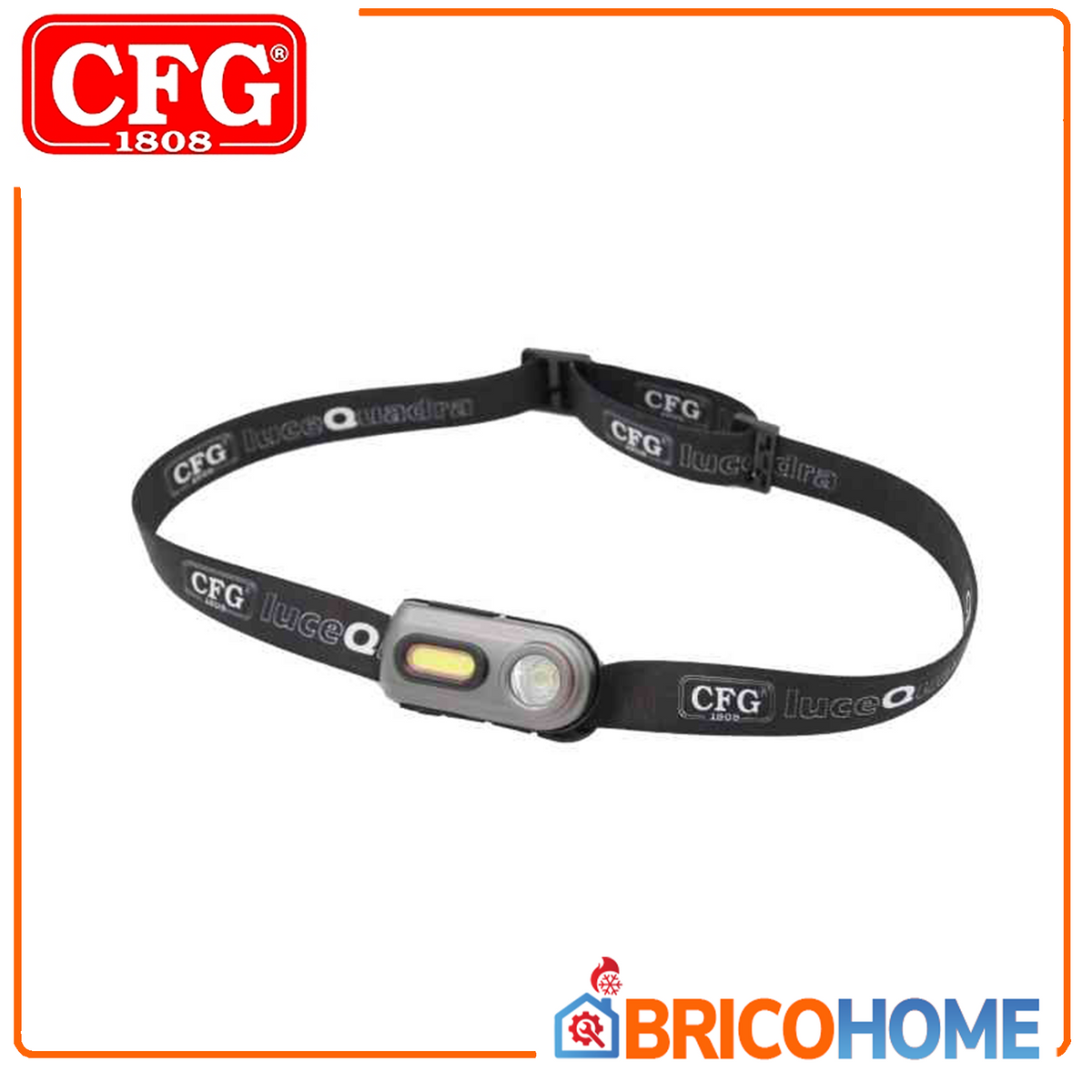 CFG - Torcia da Testa Ricaricabile TWIN LIGHT EL091 | 400 Lumen Turbo | COB LED + SPOT LED | IP54 | USB | 51g