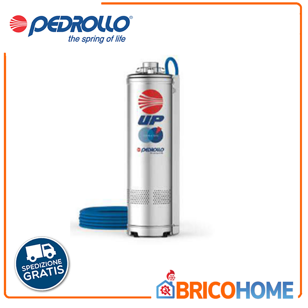 PEDROLLO - Elettropompa Sommersa UPm 2/5 1,5HP | Pozzo 5" | Multigirante | 80 l/min | Prevalenza 79m | Senza Galleggiante