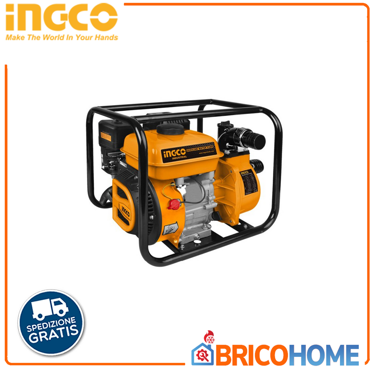 INGCO - Motopompa a Benzina 7,0HP GWP202 | 2'' | 550 L/min | 28m | 208cc