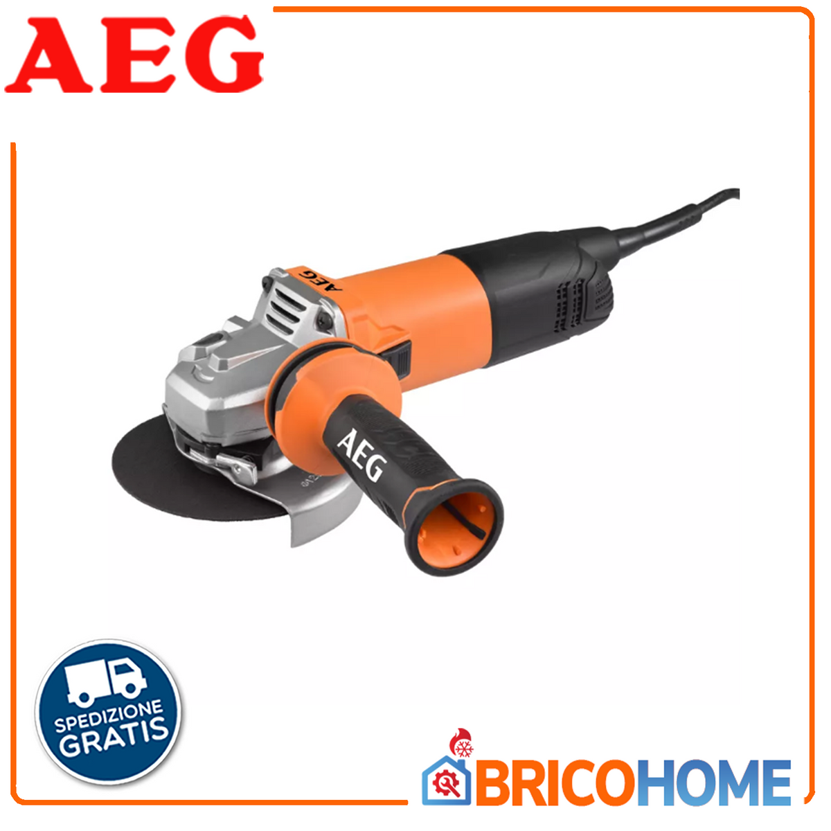 AEG Smerigliatrice Angolare WS 10-125S | 1000W | Disco 125mm | Line Lock Out | AVS Antivibrazione | Ingranaggi Metallo