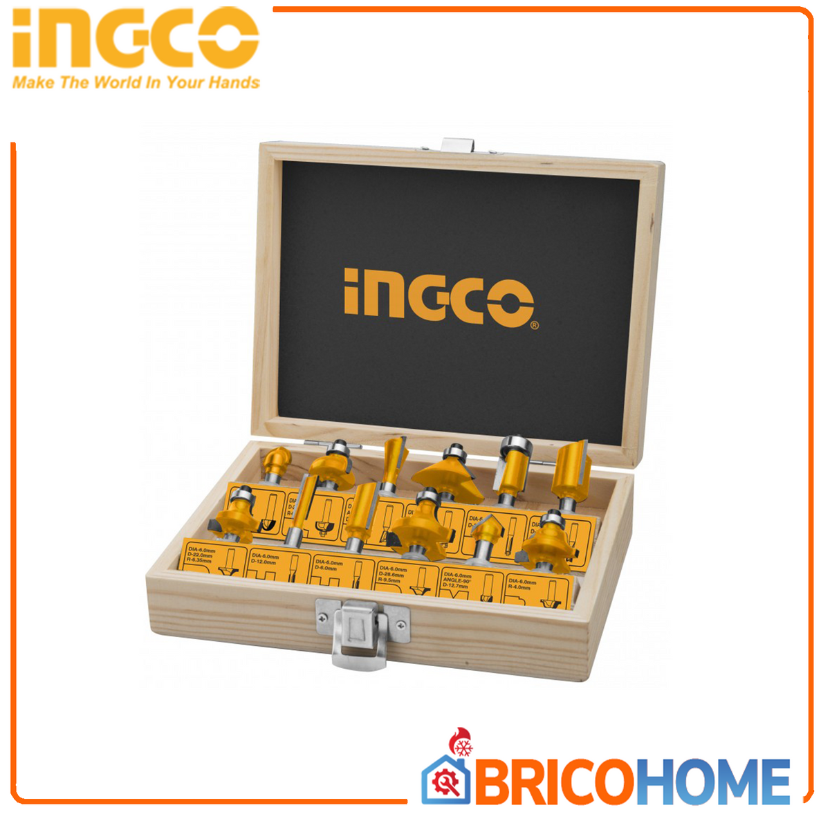 Set of 12 wood cutters in INGCO case