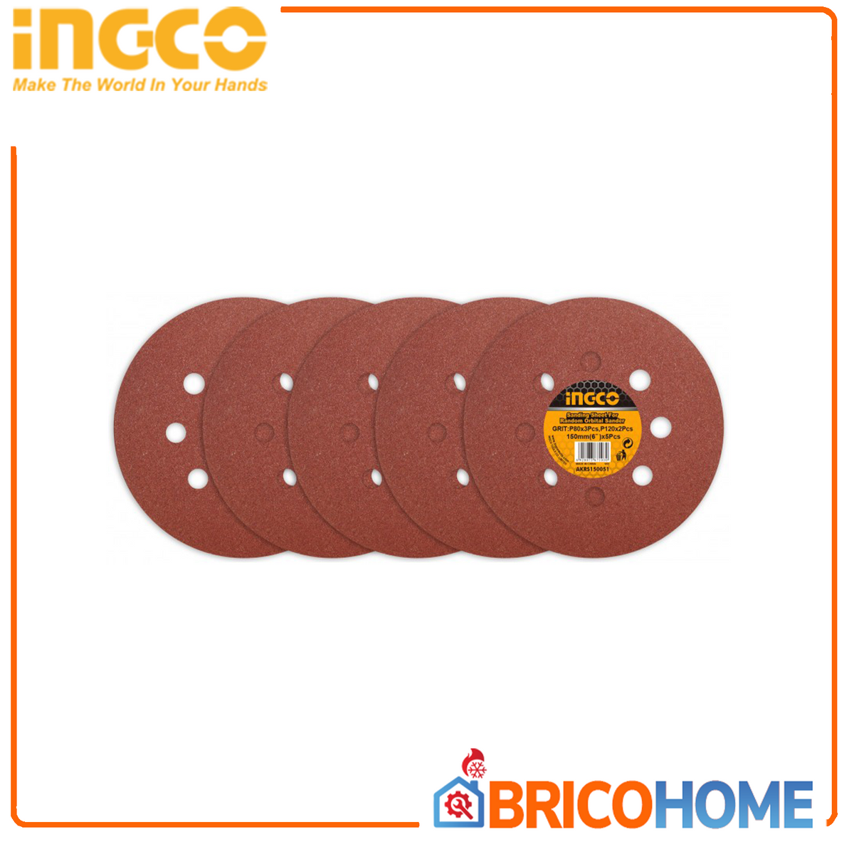 INGCO - Schleifscheiben für Exzenterschleifer AKRS150051 | Ø 150 mm | 5 Stk. | P80 + P120
