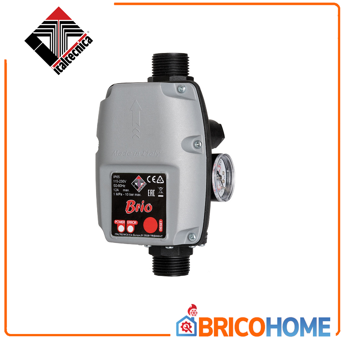 ITALTECNICA BRIO – Druckschalter für Elektropumpen | Integriertes Rückschlagventil | Smart Autoreset | Antiblockiersystem