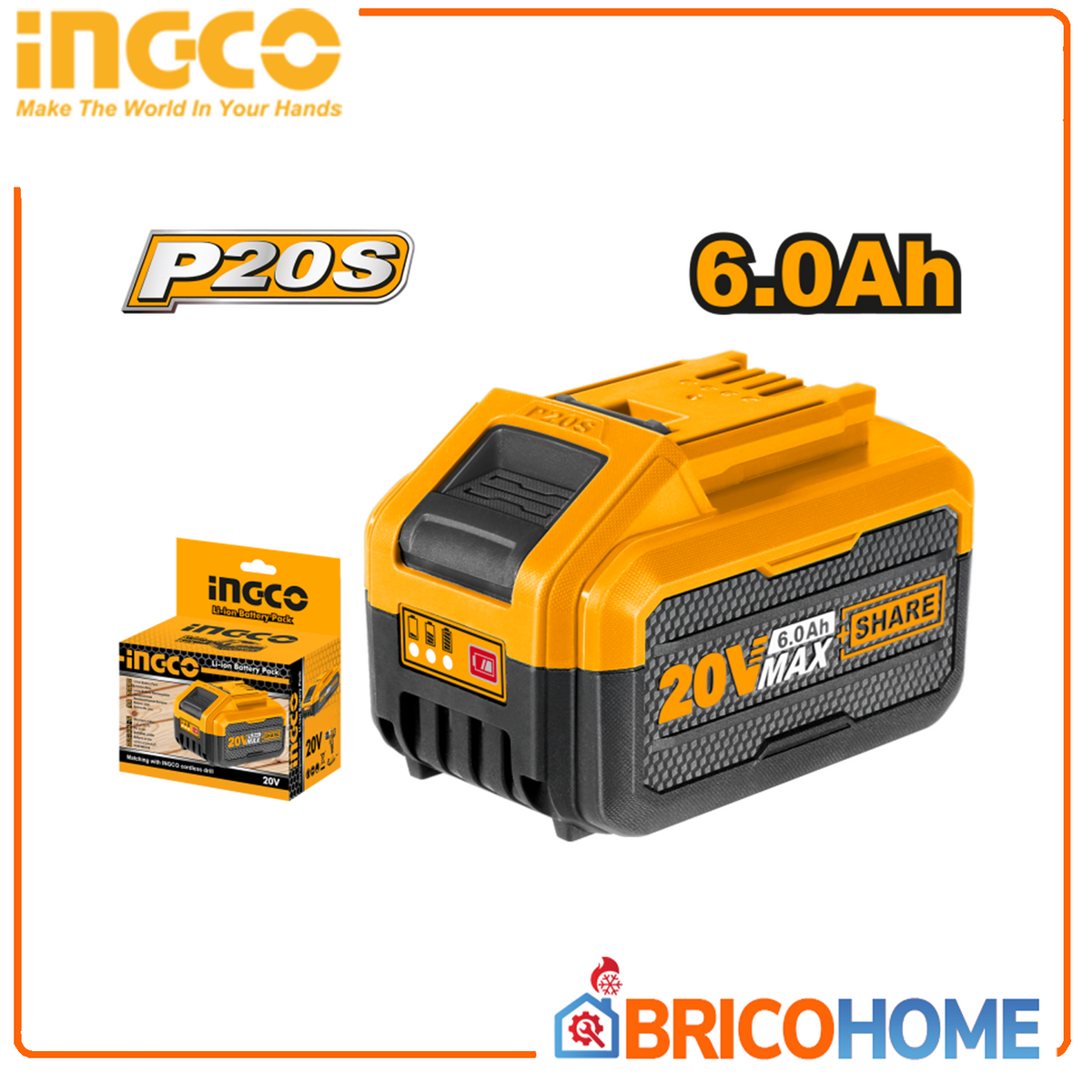 INGCO 20V 6.0Ah Lithium-ion battery