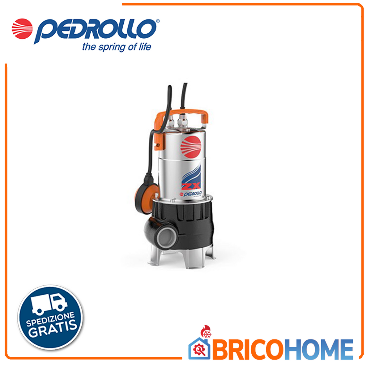 PEDROLLO - Elettropompa Sommergibile ZXm1A/40 VORTEX | Drenaggio Pozzi Neri | 0,85HP | Ø40mm | IP68