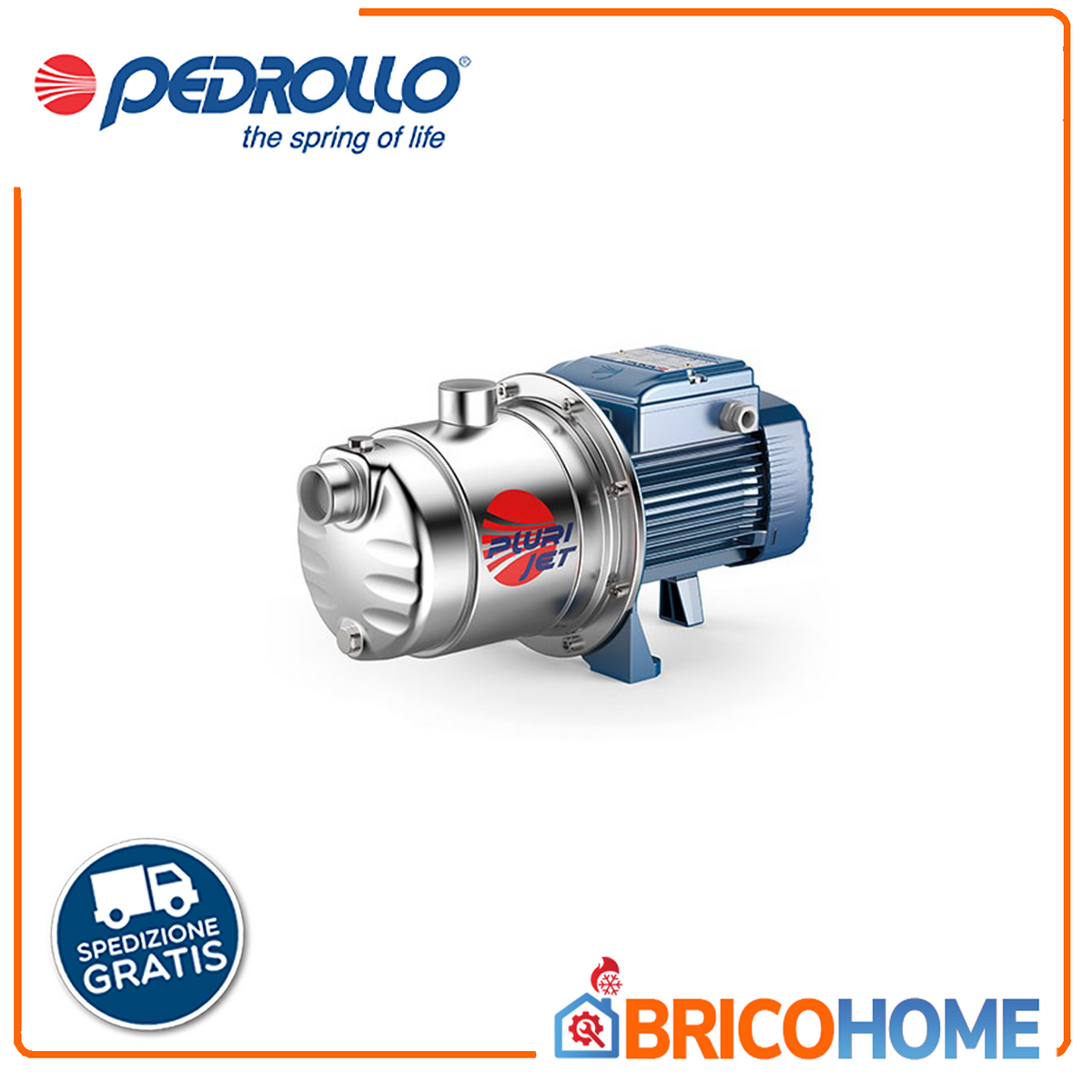 PEDROLLO – Elettropompa Multigirante Autoadescante PLURIJETm 4/100 | 1,0 HP | 130 l/min | Prevalenza 52m | Inox AISI 304