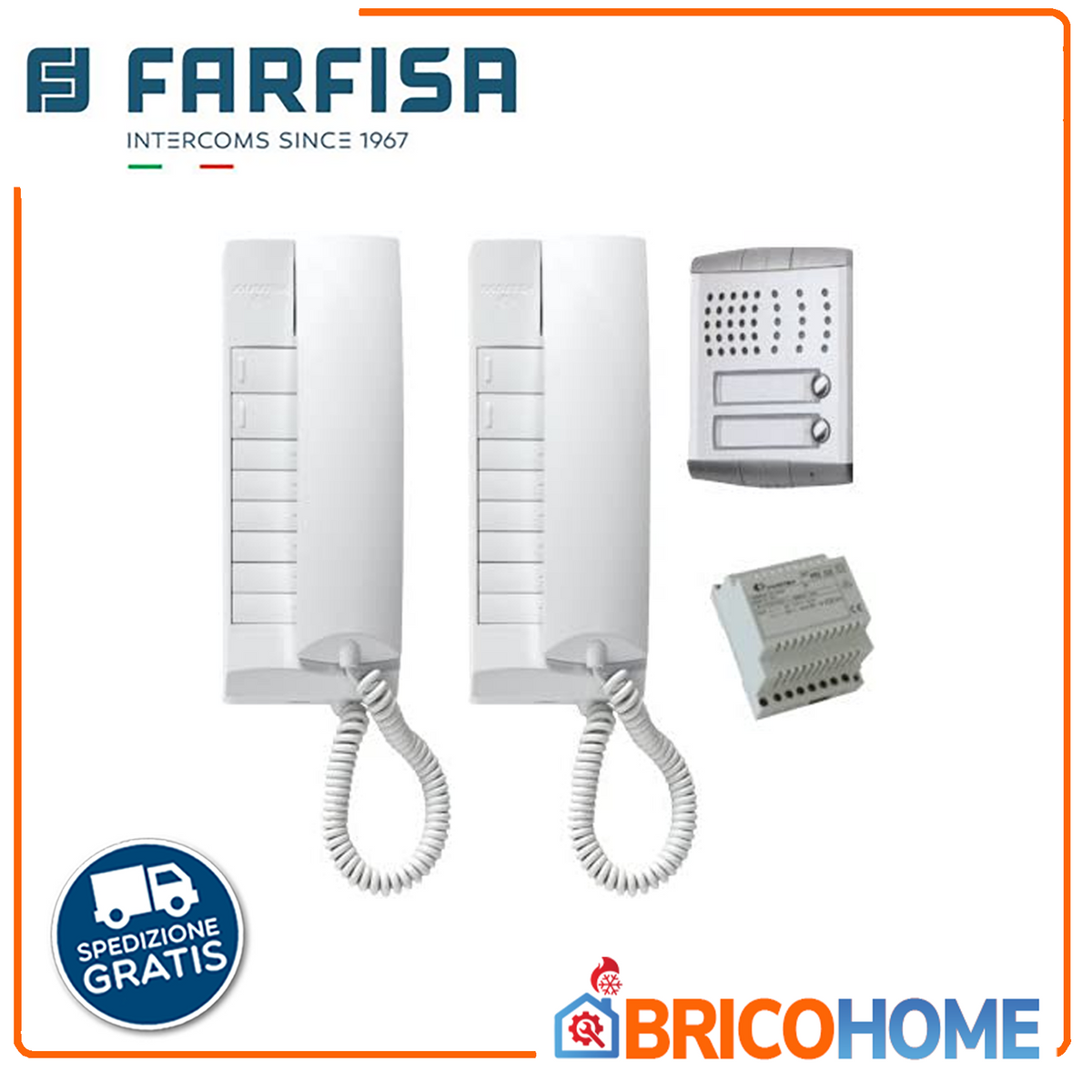 FARFISA - Kit Citofono Audio Bifamiliare 2PEXD P691543200 | 2 Fili (1+1) | Serie Exhito + Profilo | Da Incasso