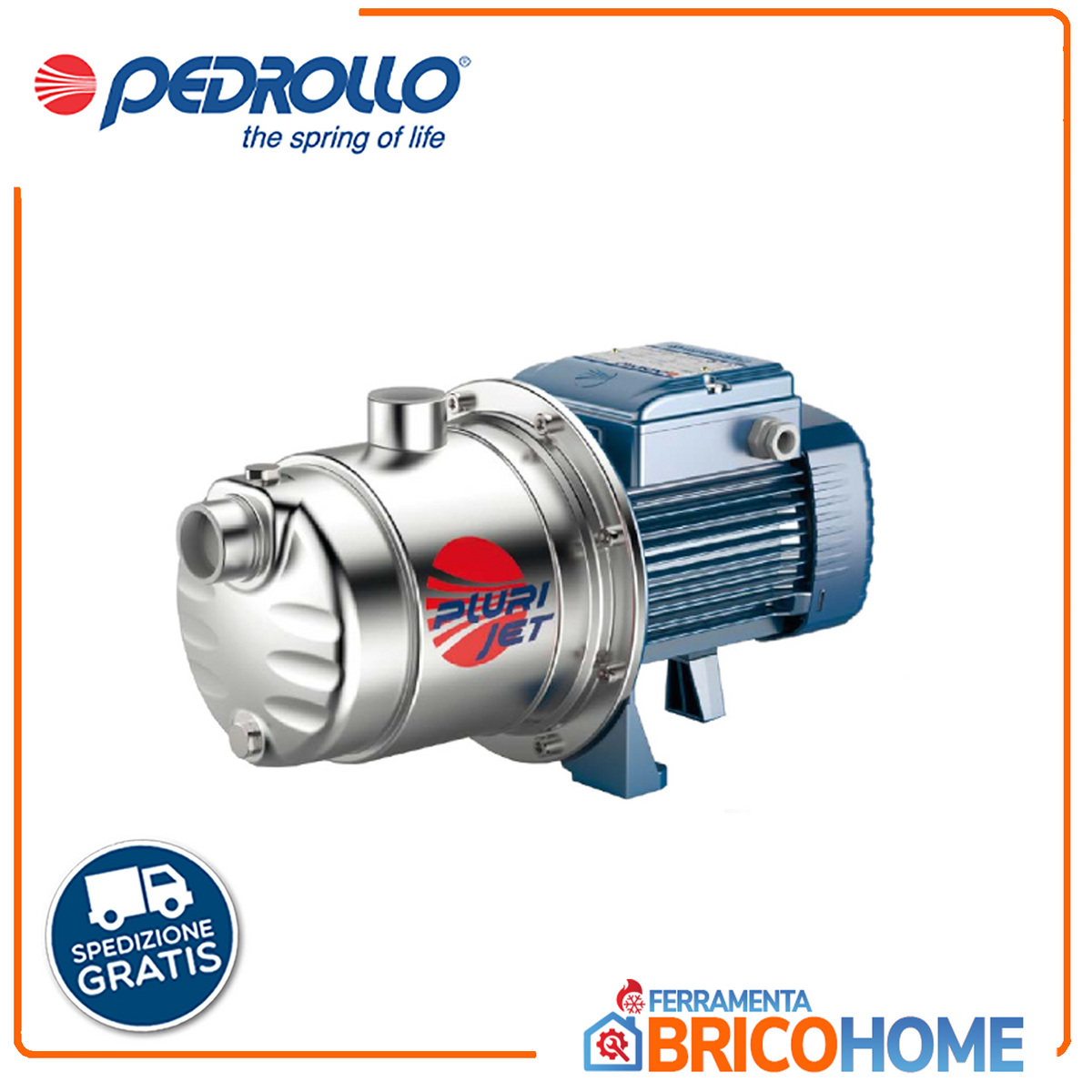 PEDROLLO - Elettropompa Multigirante Autoadescante PLURIJETm 3/100 | 0,75 HP | INOX AISI 304 | Silenziosa | 5-120 L/min