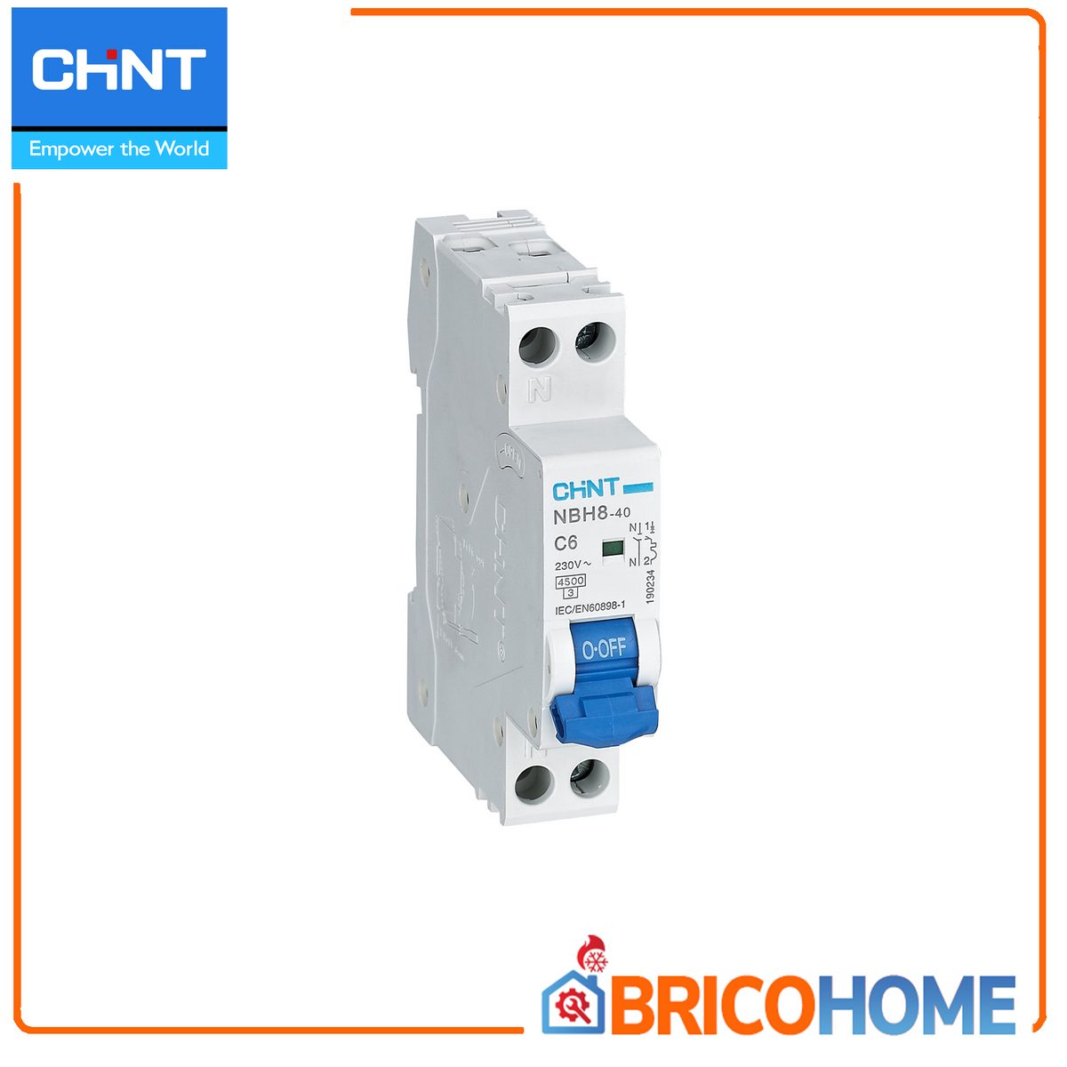 Disjoncteur magnétothermique compact 1 module - 1P+N 4,5kA Courbe C - CHINT
