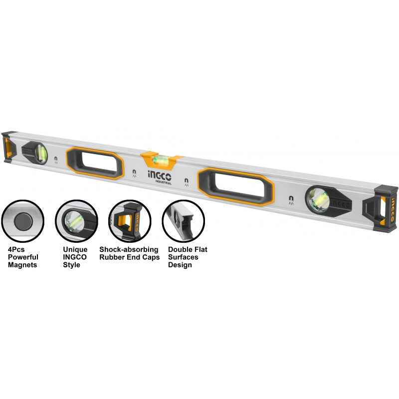 INGCO - Livella Magnetica HSL38080M | 80cm | 3 Bolle | 4 Magneti | Alluminio