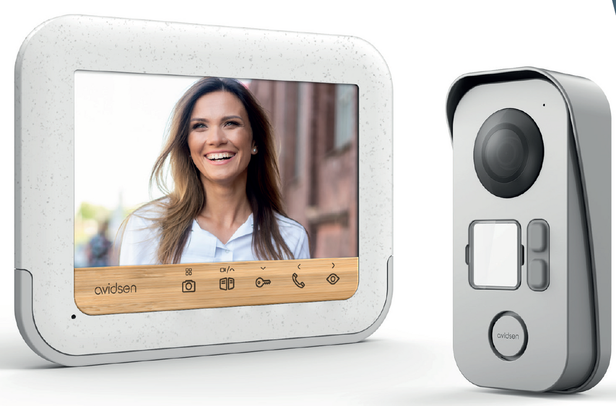 AVIDSEN - KIT Videocitofono a Colori Bamboo YLVA3 112282 | 7" Touch | 2 Fili | Bifamiliare | IP44 | Smart RFID