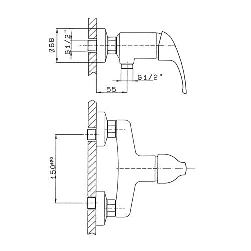 Ecoline GS Wall-Mounted Single-Lever Shower Mixer
