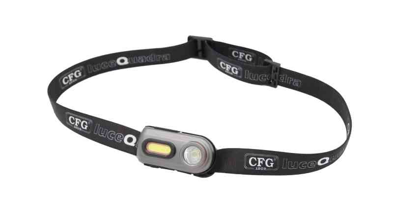 CFG - Torcia da Testa Ricaricabile TWIN LIGHT EL091 | 400 Lumen Turbo | COB LED + SPOT LED | IP54 | USB | 51g