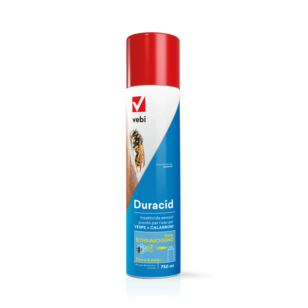VEBI - Duracid Guêpes et Frelons | Insecticide aérosol 750ml | Jet 4 mètres | Double action choc + résiduelle