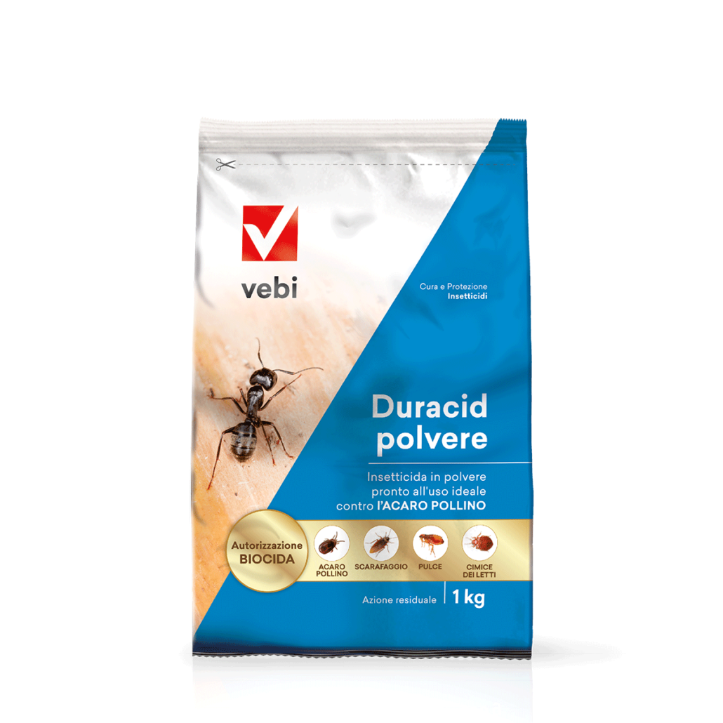 VEBI - DURACID Insetticida Piretroide in Polvere | Pronto all'Uso | Formiche Scarafaggi Cimici Zecche | 1 kg