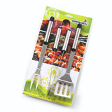 OMPAGRILL - Set 3 Pezzi Barbecue Acciaio Inox 03360 | 36cm | Pinza, Paletta e Forchettone | Blister