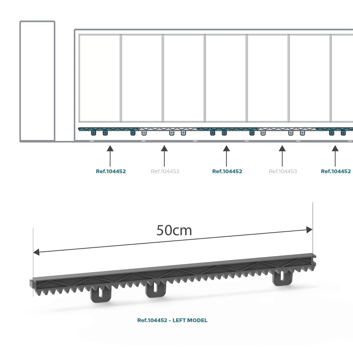 Avidsen Zusätzliche Nylon-Schiene für 50 cm Schiebetore
