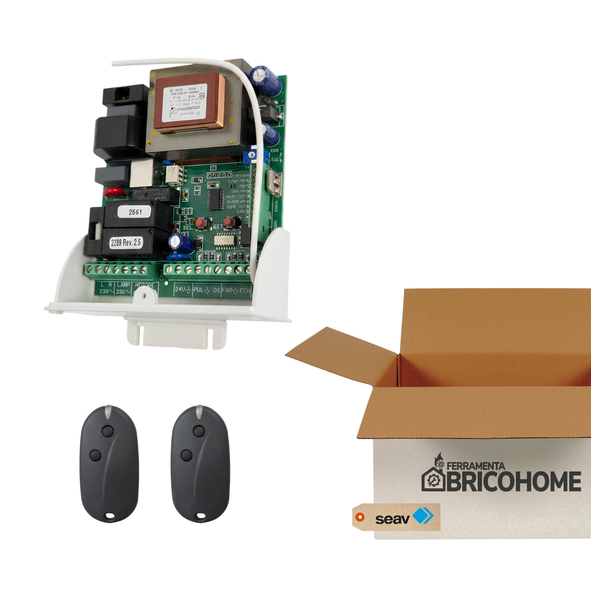 Kit Seav Centrale Elettronica Cancelli Scorrevoli e Basculanti LRS 2102 NEW + 2 Telecomandi [BUNDLE]