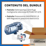 Kit Pedrollo électropompe Multigirante 4CPm80 0,75 HP + Presscontrol EASYPRESS 1,5 BAR [BUNDLE]