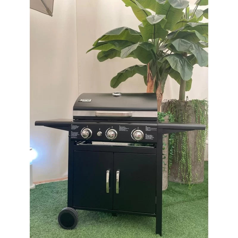 XONE - Barbecue a Gas Black X3 GAR01011 | 3 Fuochi 9kW | Griglia 55x44cm | Termometro | Cover Inclusa