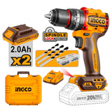 INGCO - Perceuse à percussion Brushless CIDLI20668E | 66Nm | 2 batteries 2Ah | 47 accessoires | Valise