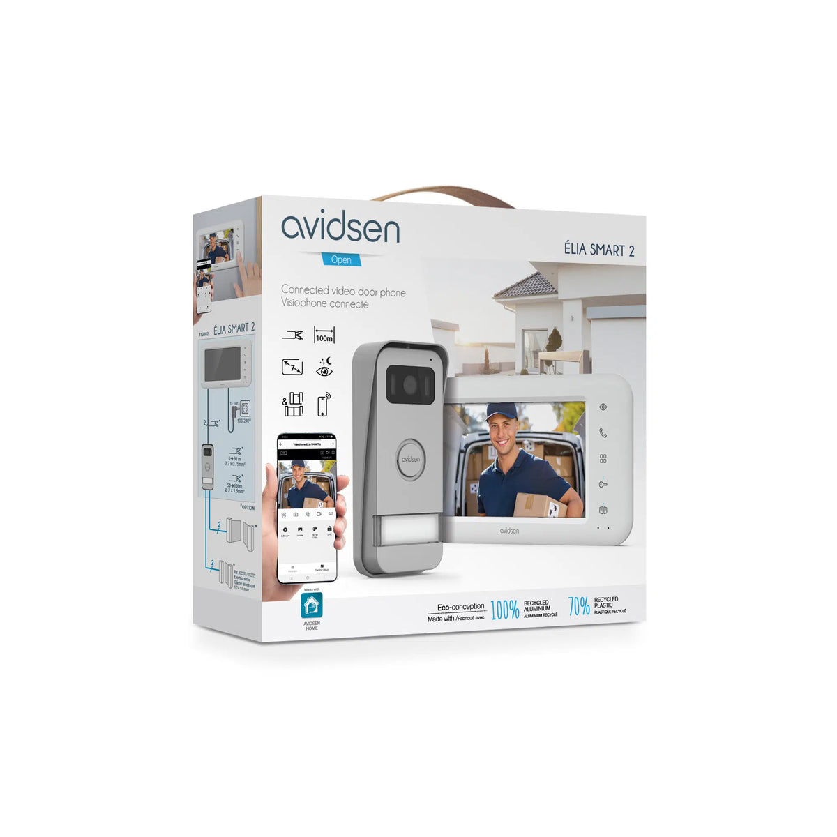 AVIDSEN - Videocitofono Connesso Elia Smart 2 112302 | 7" | Wi-Fi 2.4/5GHz | App | 2 Fili