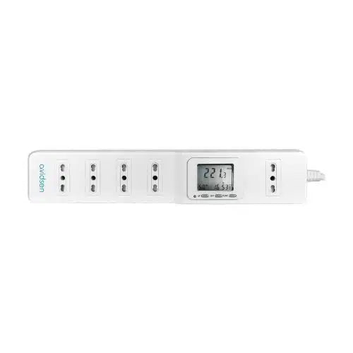 AVIDSEN - Ciabatta Elettrica con Display LCD Calcolo Energia 113265 | 4 Prese | Timer Programmabile | Misuratore Consumi | Made in France