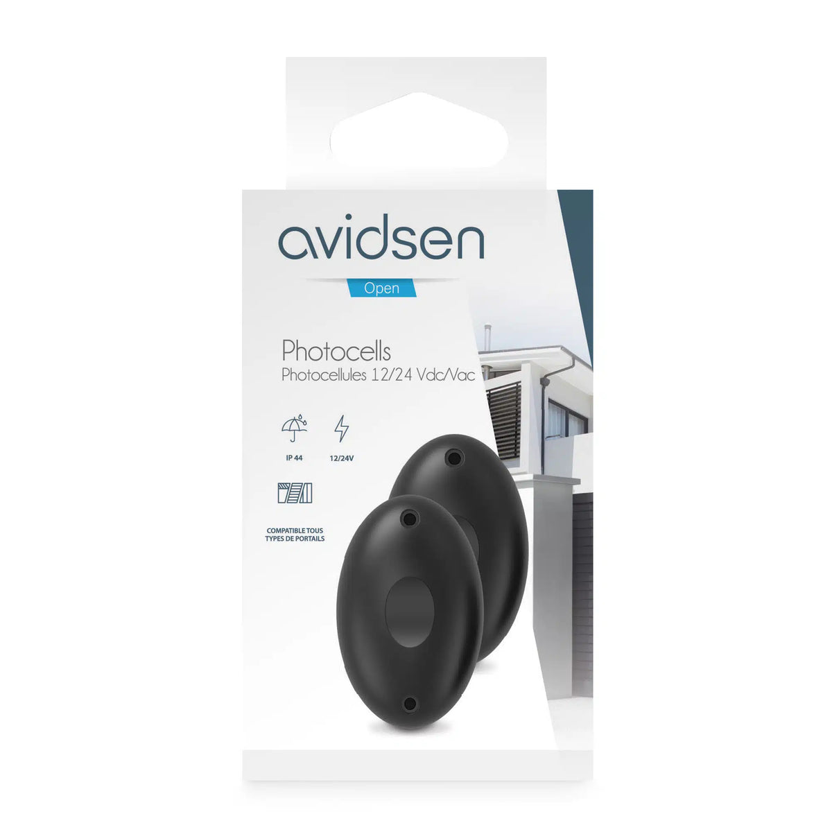 AVIDSEN - Coppia Fotocellule da Esterno 114359 | 12V/24V | Infrarossi | Compatibili Tutti gli Operatori Avidsen