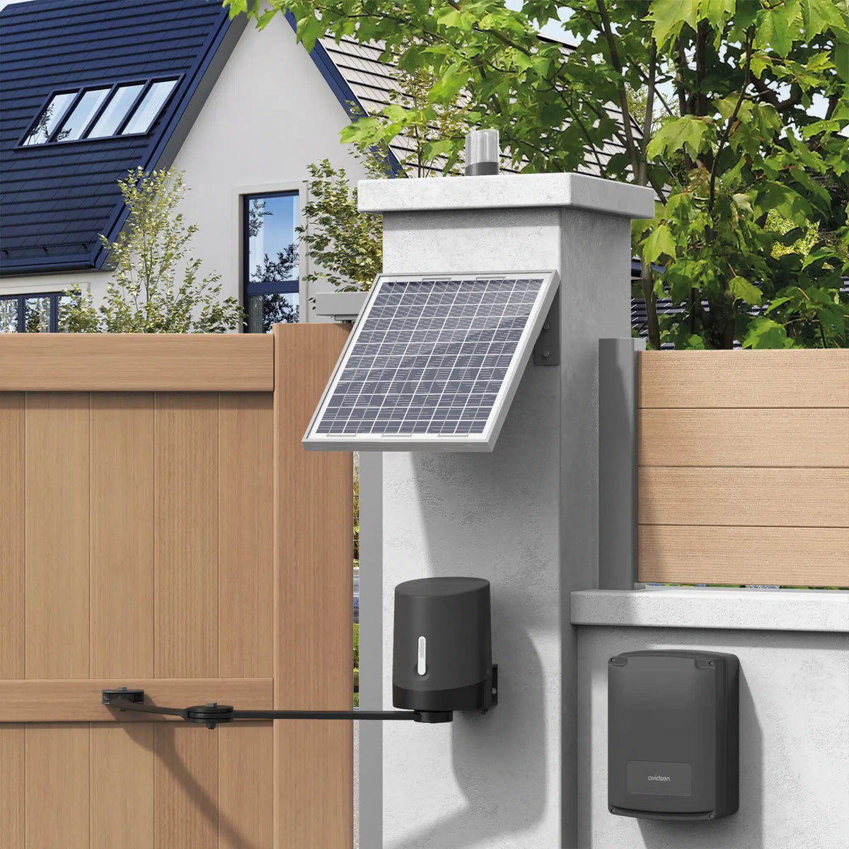 AVIDSEN - Kit Solare Universale Motorizzazione Cancelli 114375 | 12V-24V | Pannello 20W | 2 Batterie 12V/7Ah | IP44