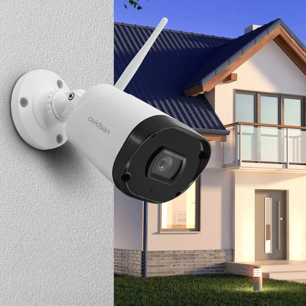 AVIDSEN - WLAN-IP-Kamera für den Außenbereich HomeCam WR 127052 | Full HD 1080P | IP66 | Nachtsicht 25m | Zwei-Wege-Audio | Alexa Google