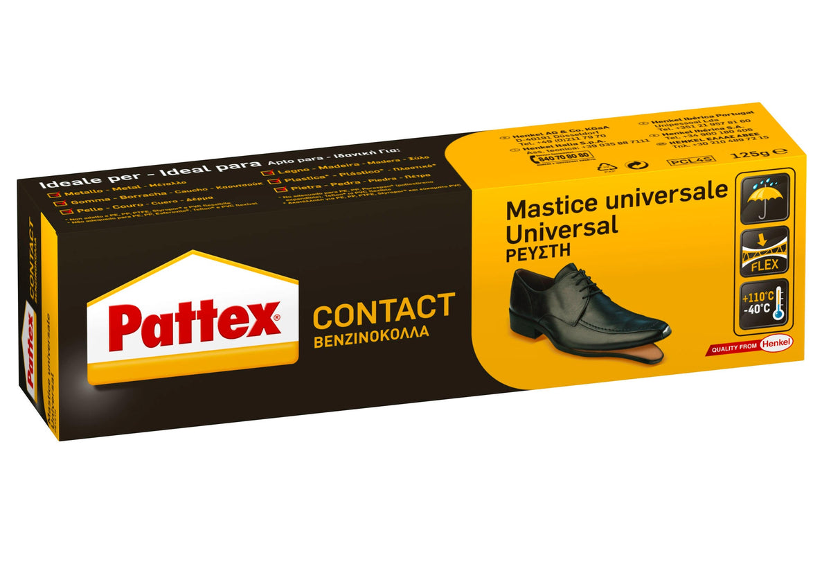 PATTEX – Kraftkleber Kontakt 125g | Kontaktkleber | Gummi Leder Holz Metall | Hohe Anfangshaftung