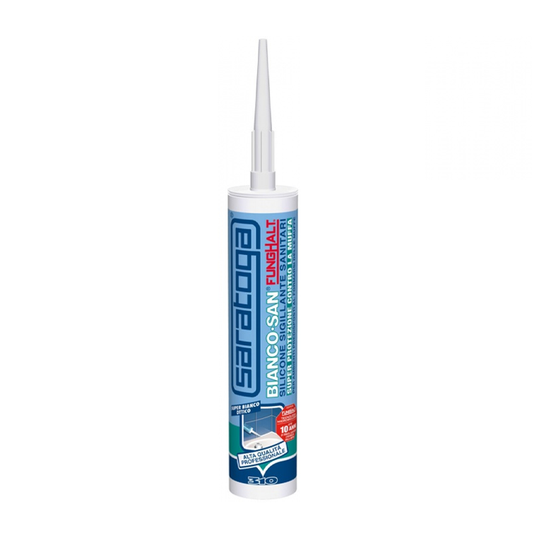 Saratoga - BiancoSan FungHalt Silicone Antimuffa Sanitari | Bagni e Cucine | 10 Anni | Bianco o Trasparente