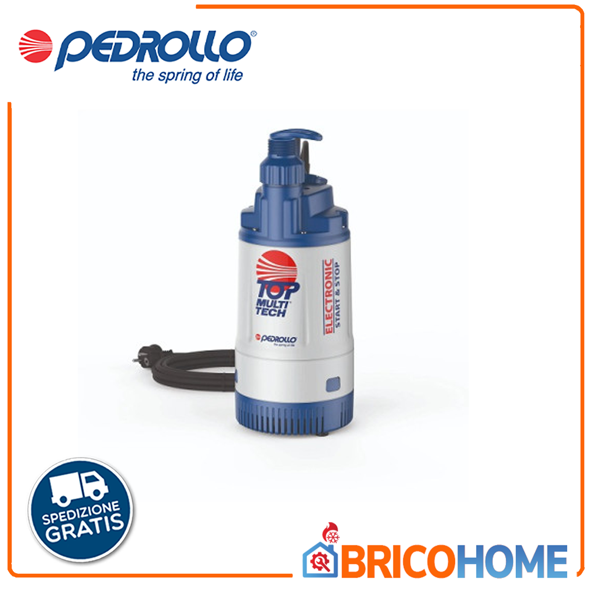 PEDROLLO - Elettropompa Sommergibile Automatica TOP MULTI-TECH 3 48TPMA170A1U | 0,75HP | 120 L/min | 30m | Start&Stop