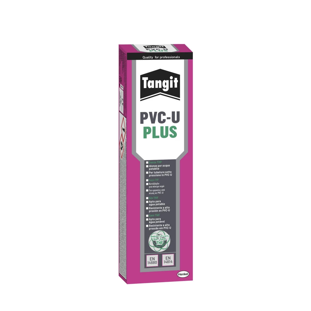 TANGIT - Adesivo PVC-U PLUS THF Free | Colla Tubi Rigidi | Tempo Aperto 3 min | Certificato TZW | Multiuso