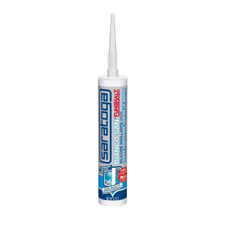 Saratoga - BiancoSan FungHalt Silicone Antimuffa Sanitari | Bagni e Cucine | 10 Anni | Bianco o Trasparente