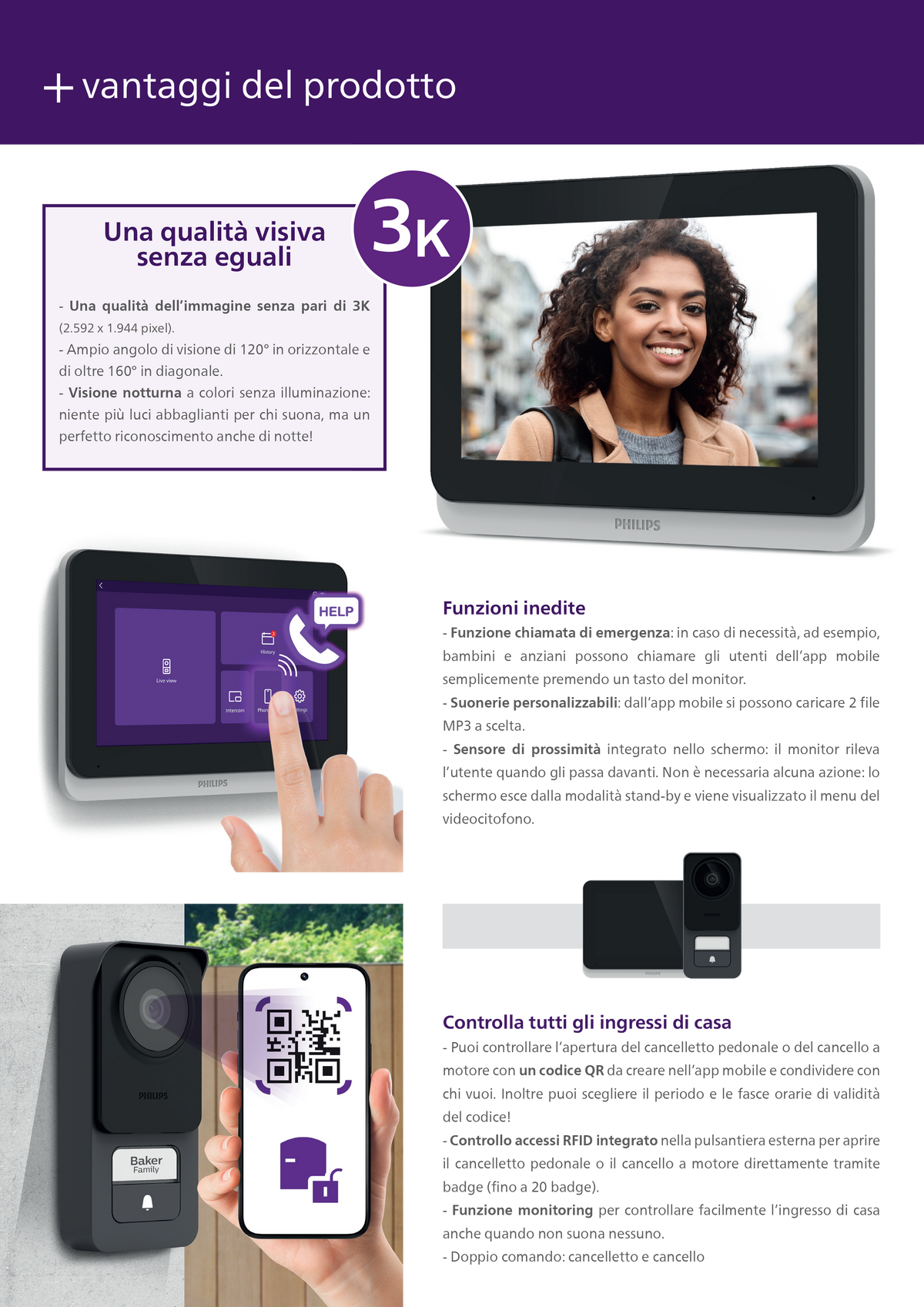 PHILIPS - WelcomeEye Connect 3 531046 | Videocitofono Wi-Fi | Touch 7" | 3K | QR Code | RFID | IP55