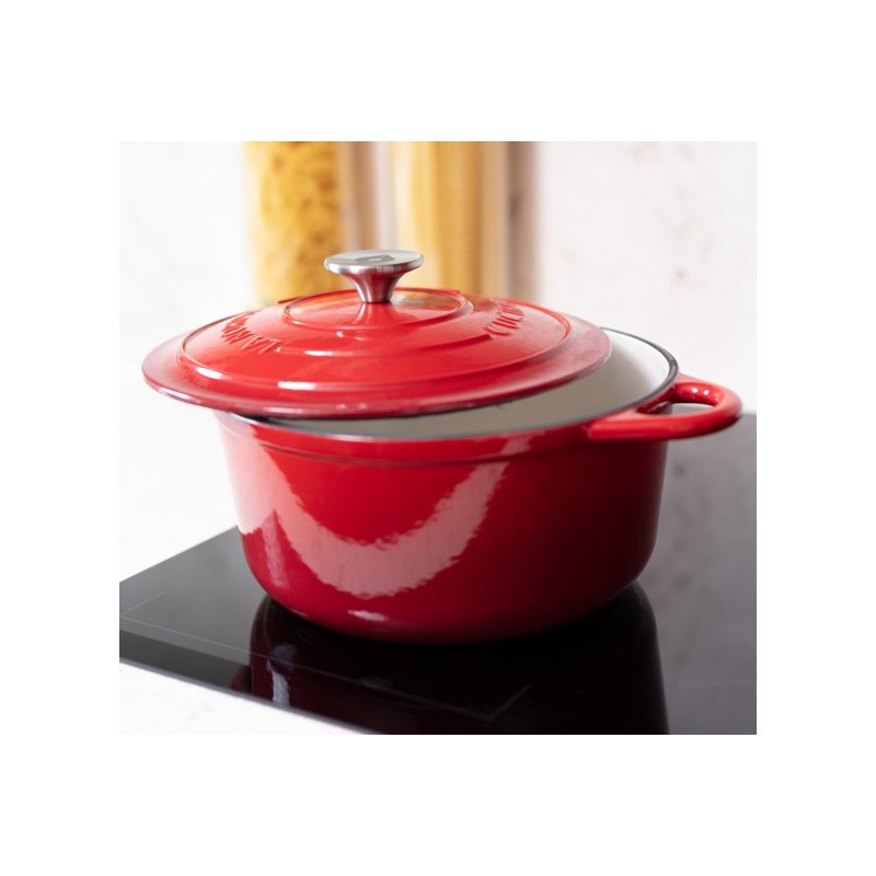 LA NORDICA - Casseruola Cocotte Cucinotta Tonda in Ghisa 24cm | 4 Litri | Con Coperchio | Smaltata | Induzione