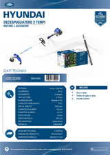 HYUNDAI - Decespugliatore 2 Tempi 33cc LDBC330C 35200 | 1,2hp | 7500rpm | Disco 3 Denti + Testina Nylon | 150cm