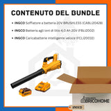 Kit INGCO Soffiatore a batteria 20V + Batteria 4.0 Ah + Caricabatteria [BUNDLE]