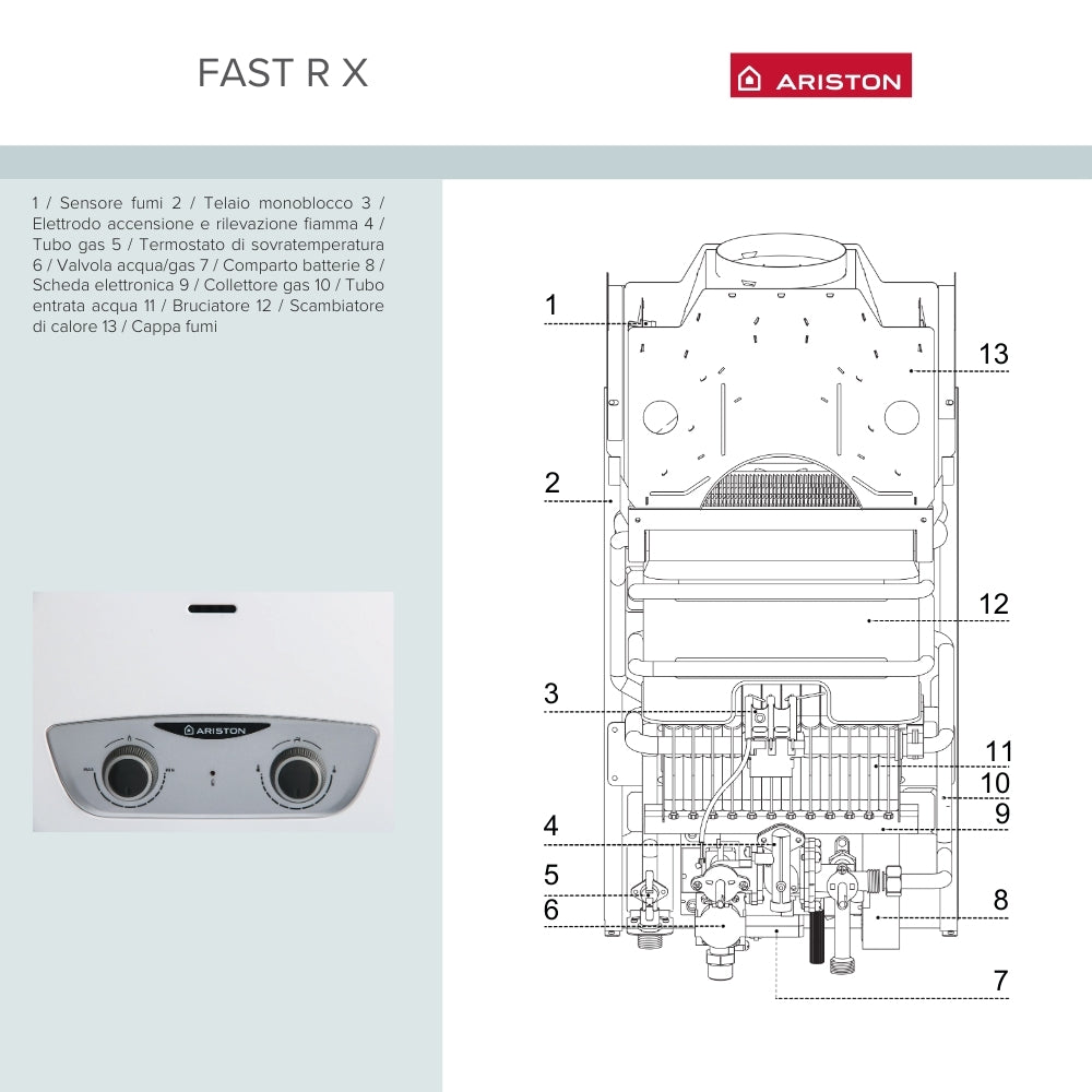 Ariston FAST RX – Scaldacqua a Gas Istantaneo a Camera Aperta 11 Litri | Accensione Elettronica