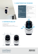 AVIDSEN - Motorisierte WLAN-IP-Kamera HomeCam Indoor | 2,5K | 360° | Automatische Nachführung | Zwei-Wege-Audio